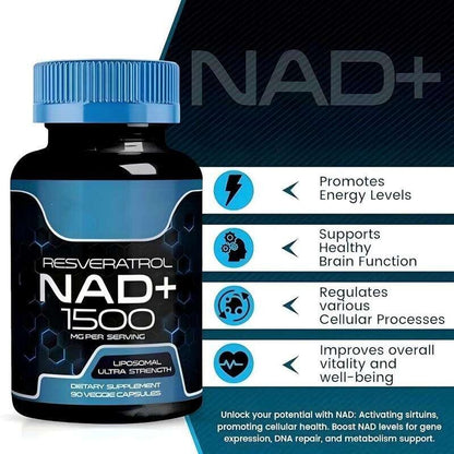 Resveratrol + NAD+ 1500 mg – Soporte avanzado de longevidad para una mente clara y un cuerpo optimizado
