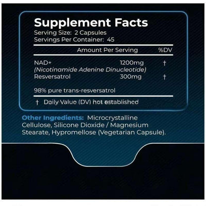 Resveratrol + NAD+ 1500 mg – Soporte avanzado de longevidad para una mente clara y un cuerpo optimizado